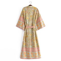 Boho Robe, Kimono Robe,  Beach Cover up, Green Sierra Lace