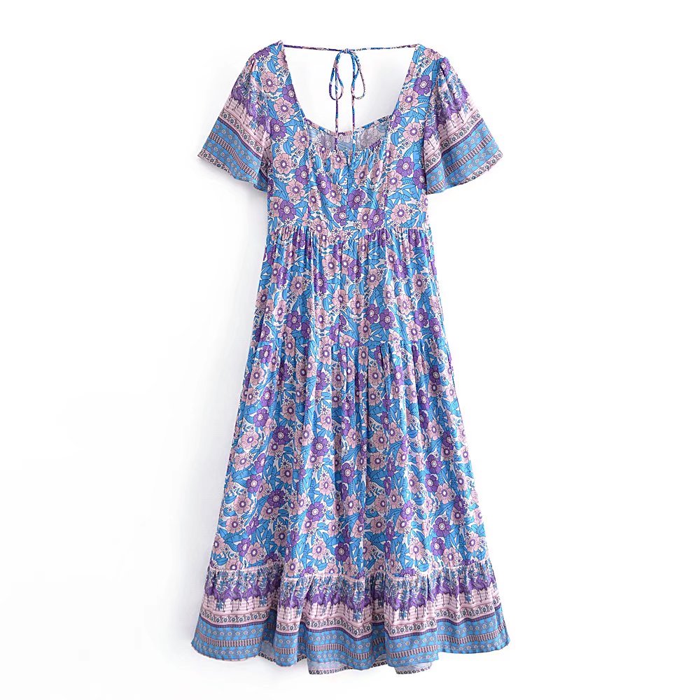 Boho Midi Dress, Sundress, Lavender Silene