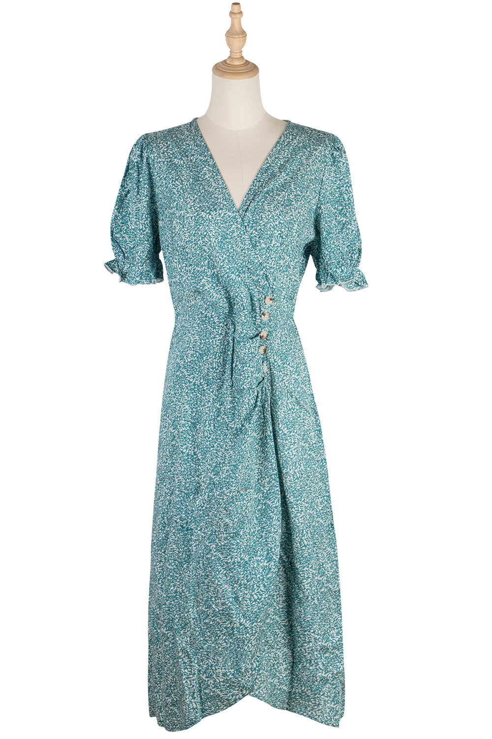 Boho Midi Dress, Wrap Dress, Green Cecilia