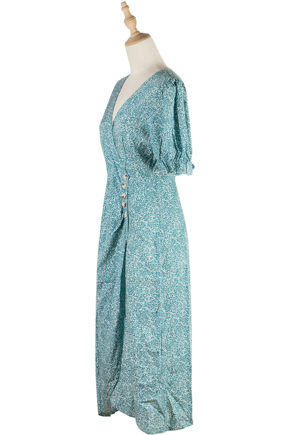 Boho Midi Dress, Wrap Dress, Green Cecilia