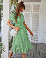Boho Midi Dress, Sundress Romy in Green