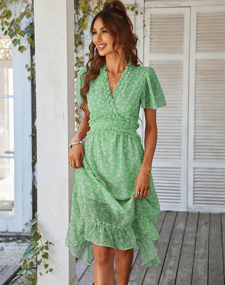 Boho Midi Dress, Sundress Romy in Green