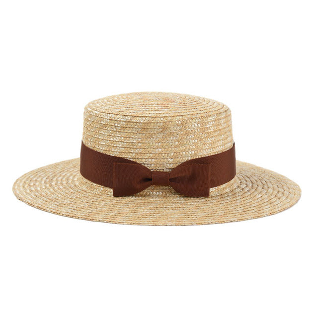 Boho Hat, Sun Hat, Beach Hat, Straw Hat, Gianna White and Black Ribbon