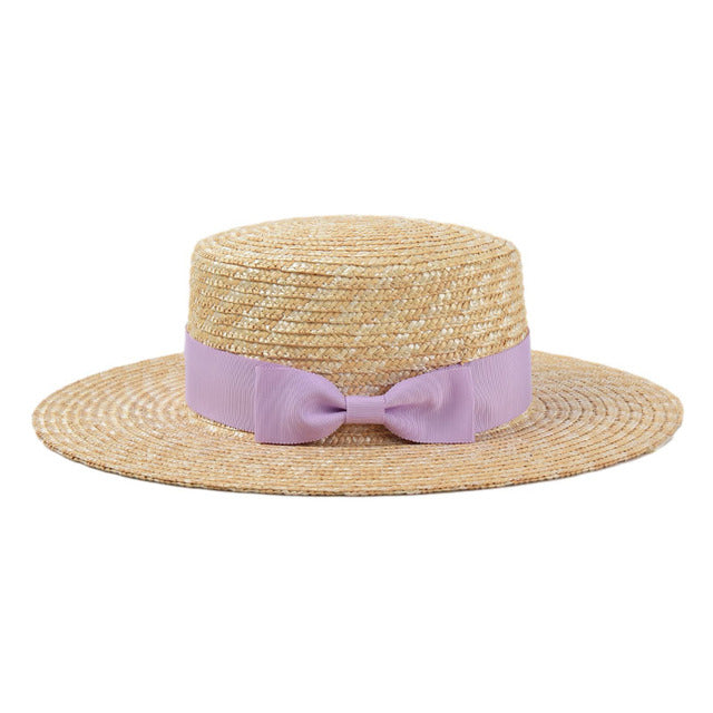 Boho Hat, Sun Hat, Beach Hat, Straw Hat, Gianna White and Black Ribbon
