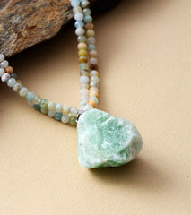 Boho Necklace, Bijou  Amazonite Beaded Choker
