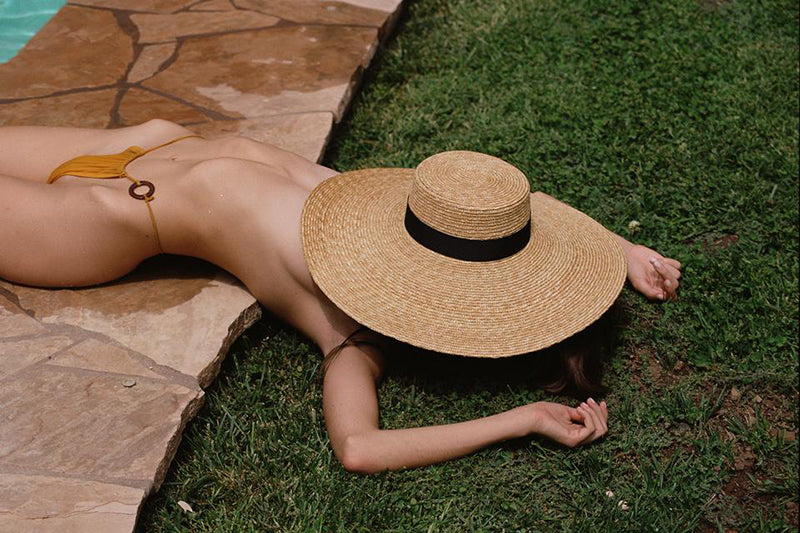 Boho Hat, Sun Beach Hat, Wide Brim Straw Hat 15 cm, Amelia
