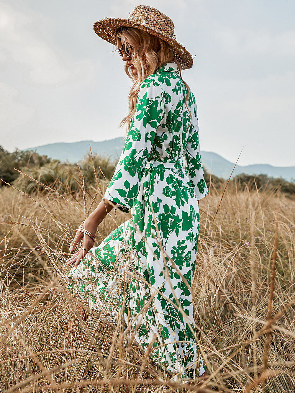 Boho Midi Dress, Shirt Dress Evangeline