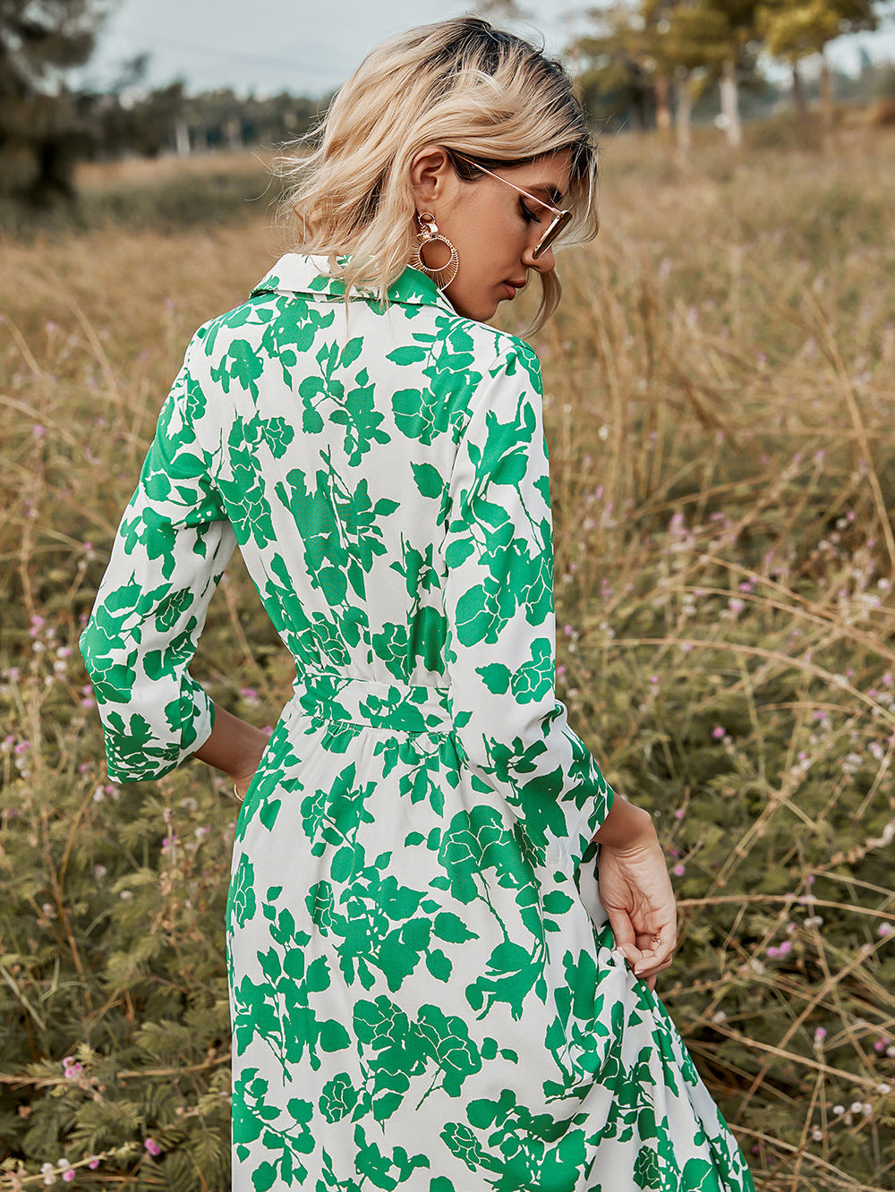 Boho Midi Dress, Shirt Dress Evangeline