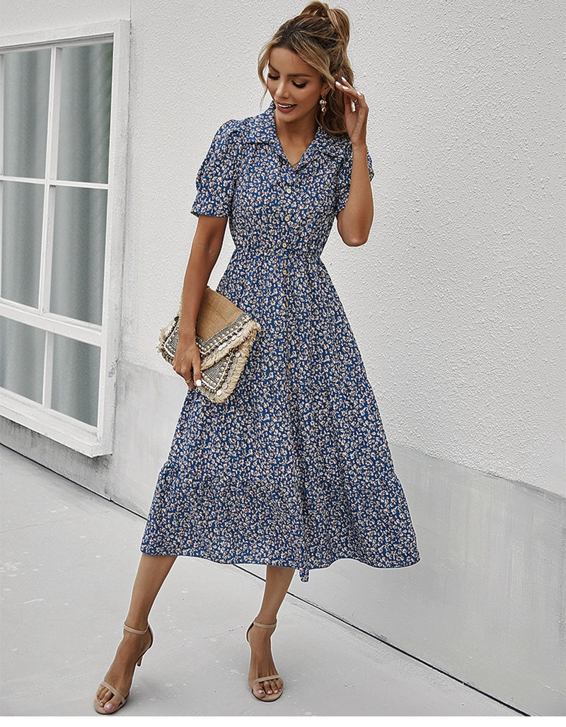 Boho Midi Dress, Sundress Romy in Blue
