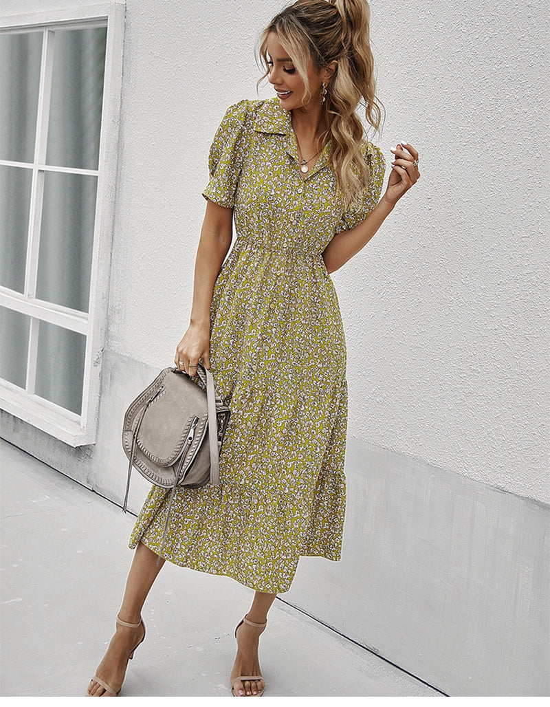 Boho Midi Dress, Sundress Romy in Yellow
