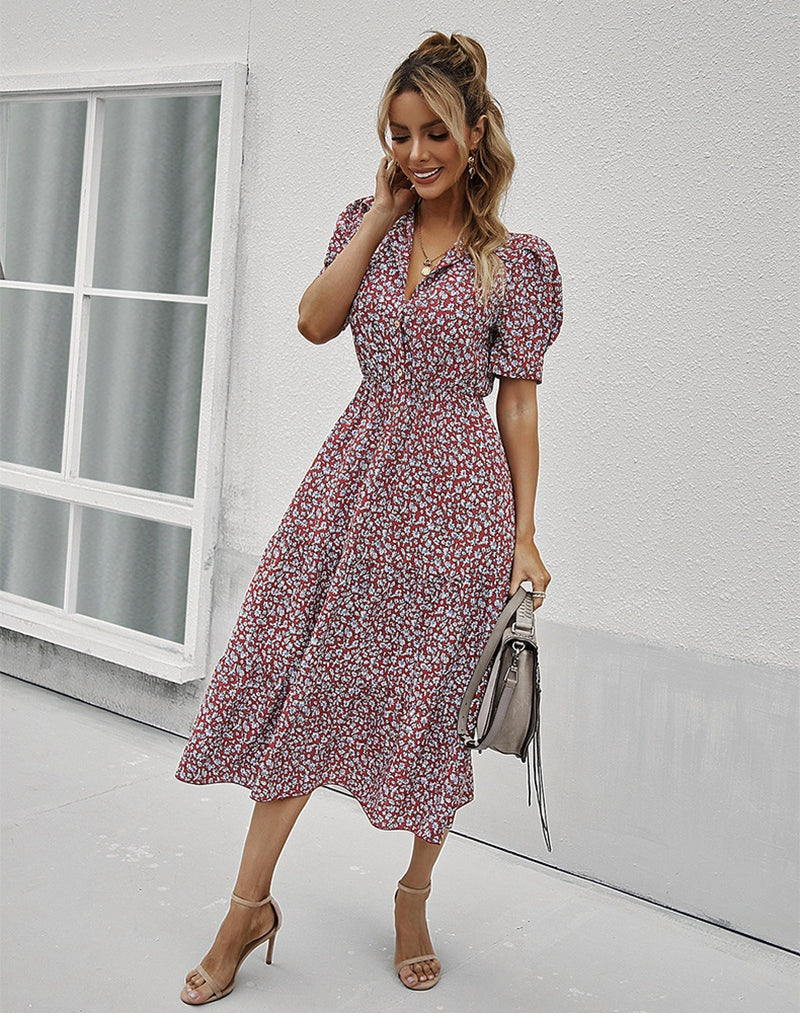 Boho Midi Dress, Sundress Romy in Red