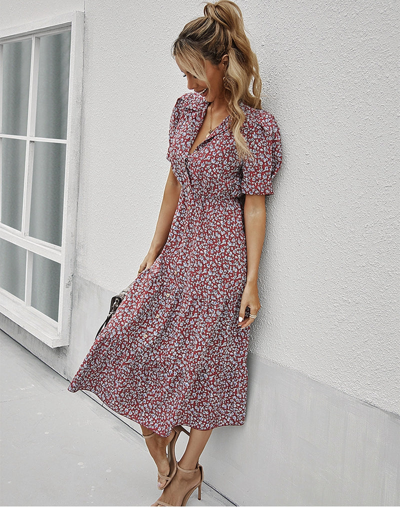 Boho Midi Dress, Sundress Romy in Red