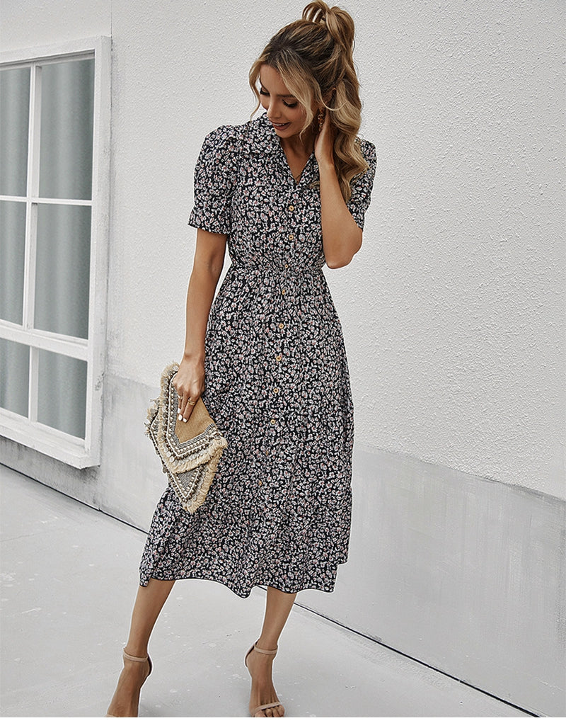 Boho Midi Dress, Sundress Romy in Black