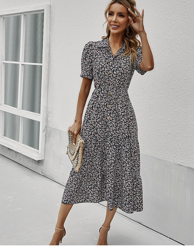 Boho Midi Dress, Sundress Romy in Black