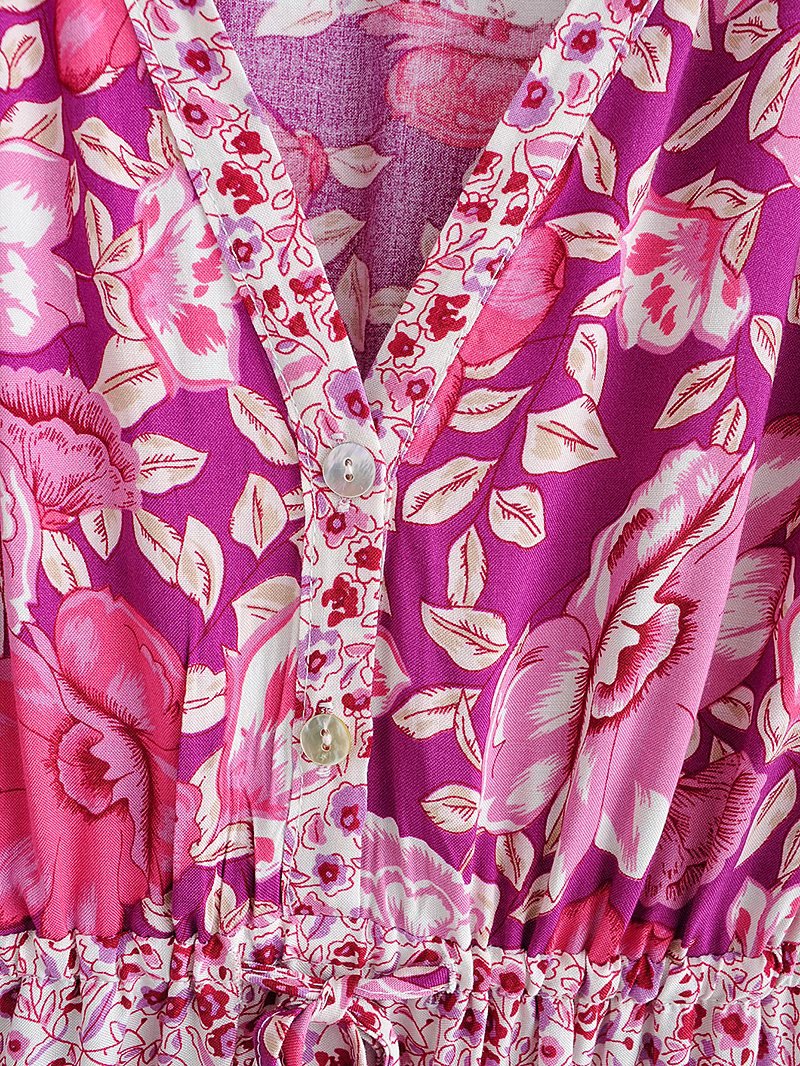 Boho Maxi Dress - Sundress - Sierra Cherry - Bohemian Style - Flowy Summer Dress - Vibrant Print