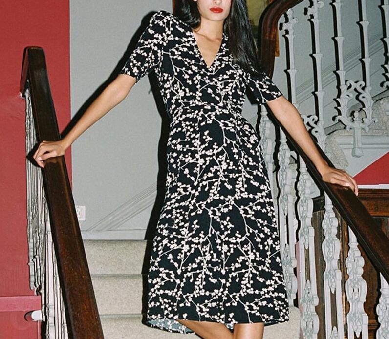 Boho Midi Dress, Vintage  Sundress, Black Aspen