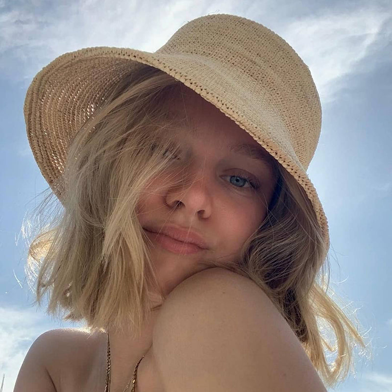 Boho Hat, Rafia Straw Bucket Hat, Camila