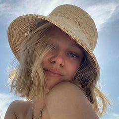 Boho Hat, Rafia Straw Bucket Hat, Camila