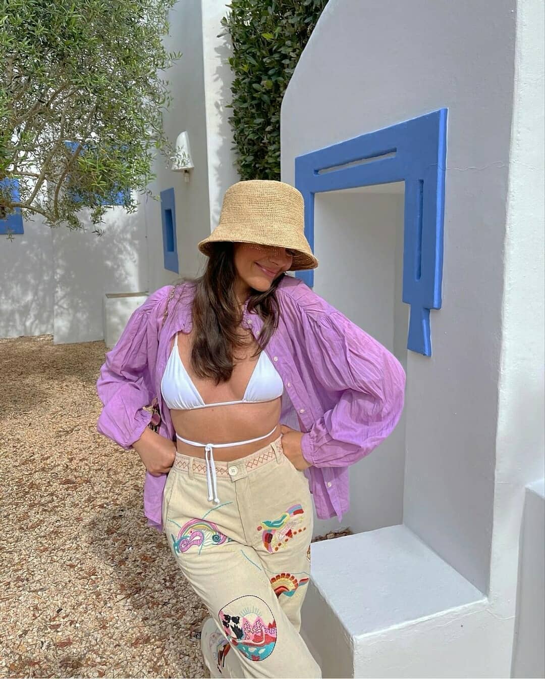 Boho Hat, Rafia Straw Bucket Hat, Camila