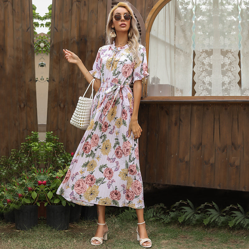 Boho Midi Dress, Pleted Dress Maisie in Purple