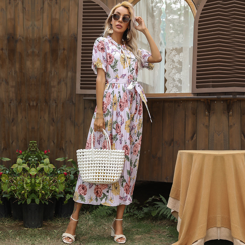 Boho Midi Dress, Pleted Dress Maisie in Purple
