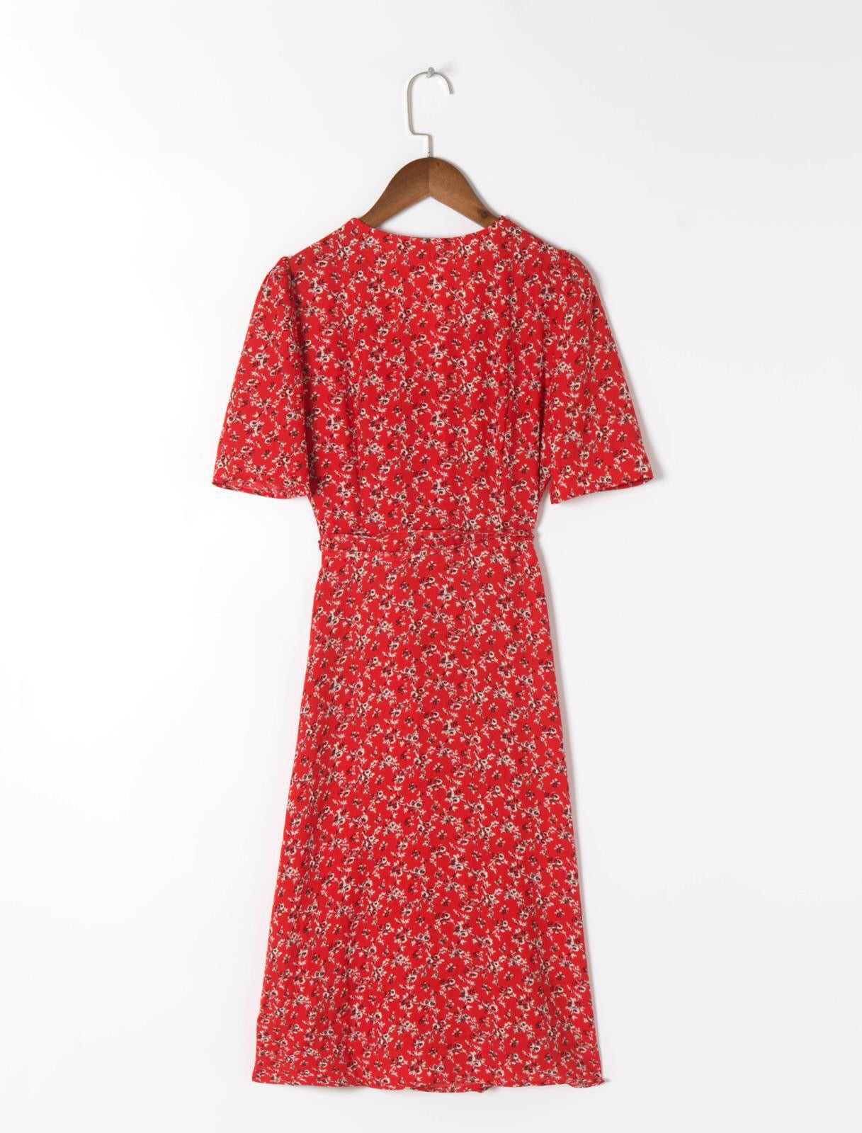 Boho Midi Dress, Vintage  Sundress, Red Aspen