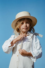 Boho Hat, Kid Hat, Sun Hat, Little Girl Straw Hat, Emma White Rope