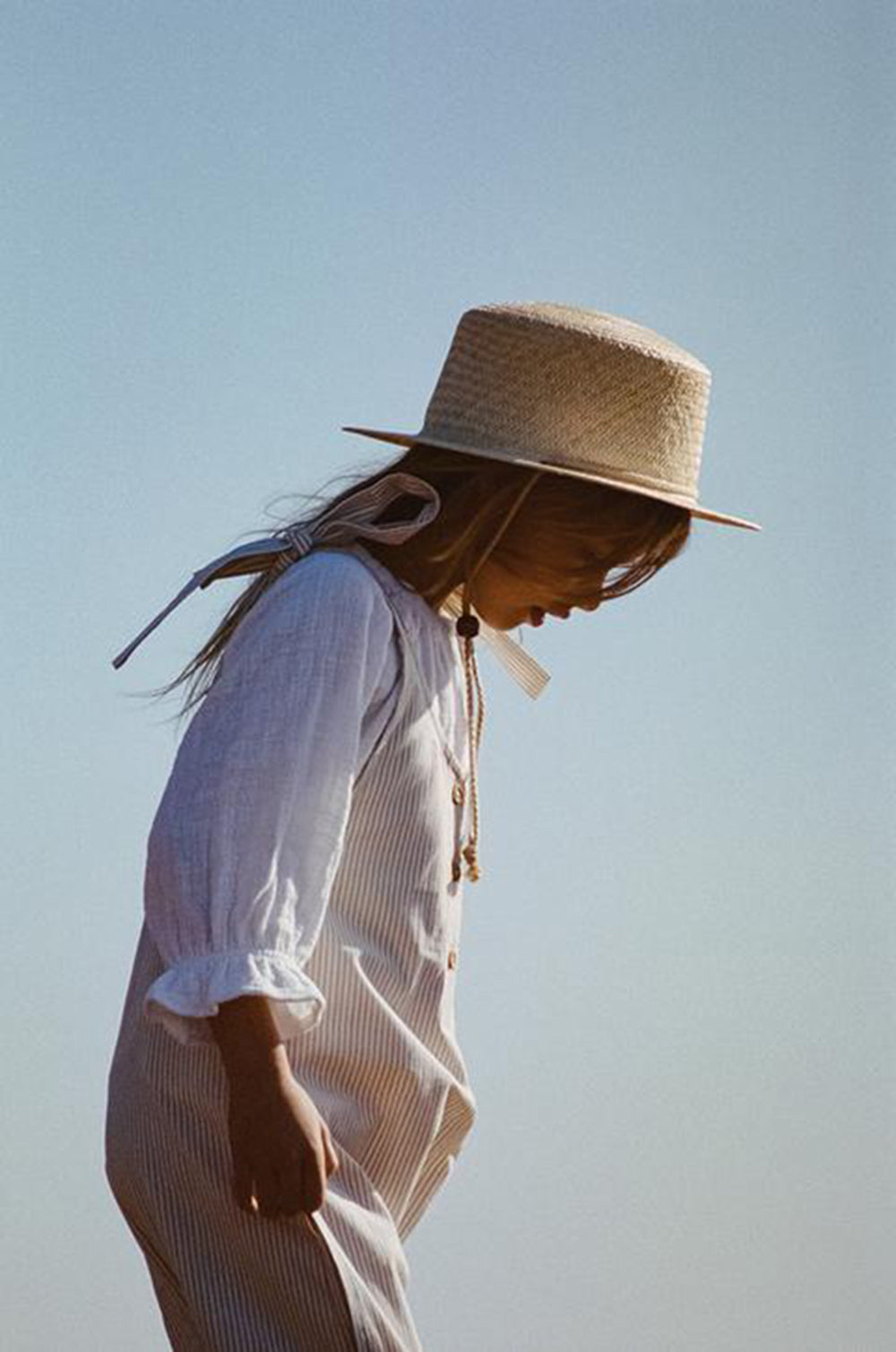 Boho Hat, Kid Hat, Sun Hat, Little Girl Straw Hat, Emma White Rope