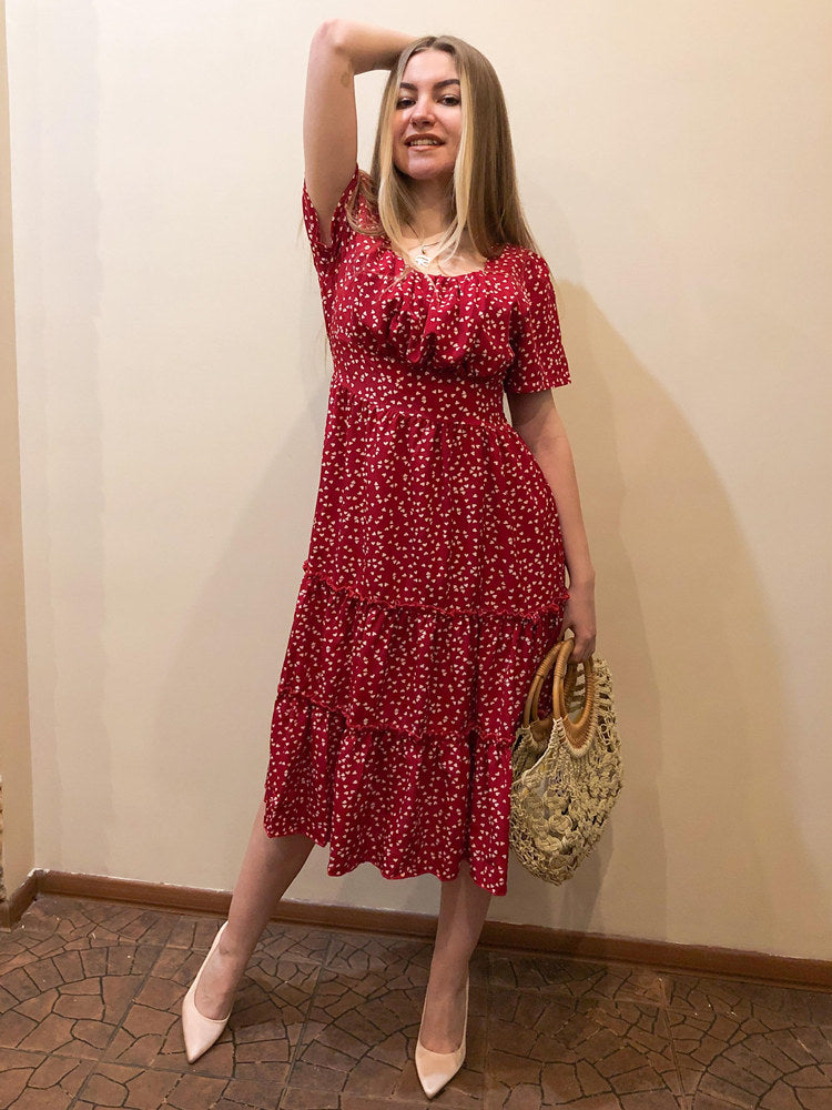 Boho Midi Dress, Mia Raffle Red Heart in Green