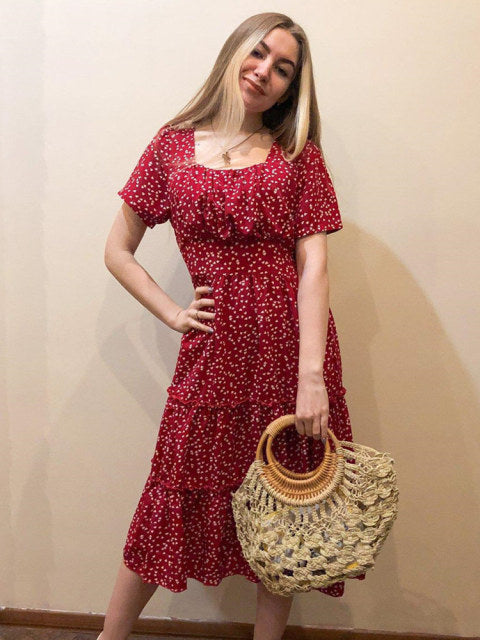 Boho Midi Dress, Mia Raffle Red Heart in Green
