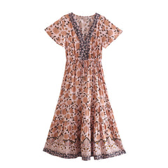 Boho Maxi Dress, Sundress, Blue and Red Theodosia