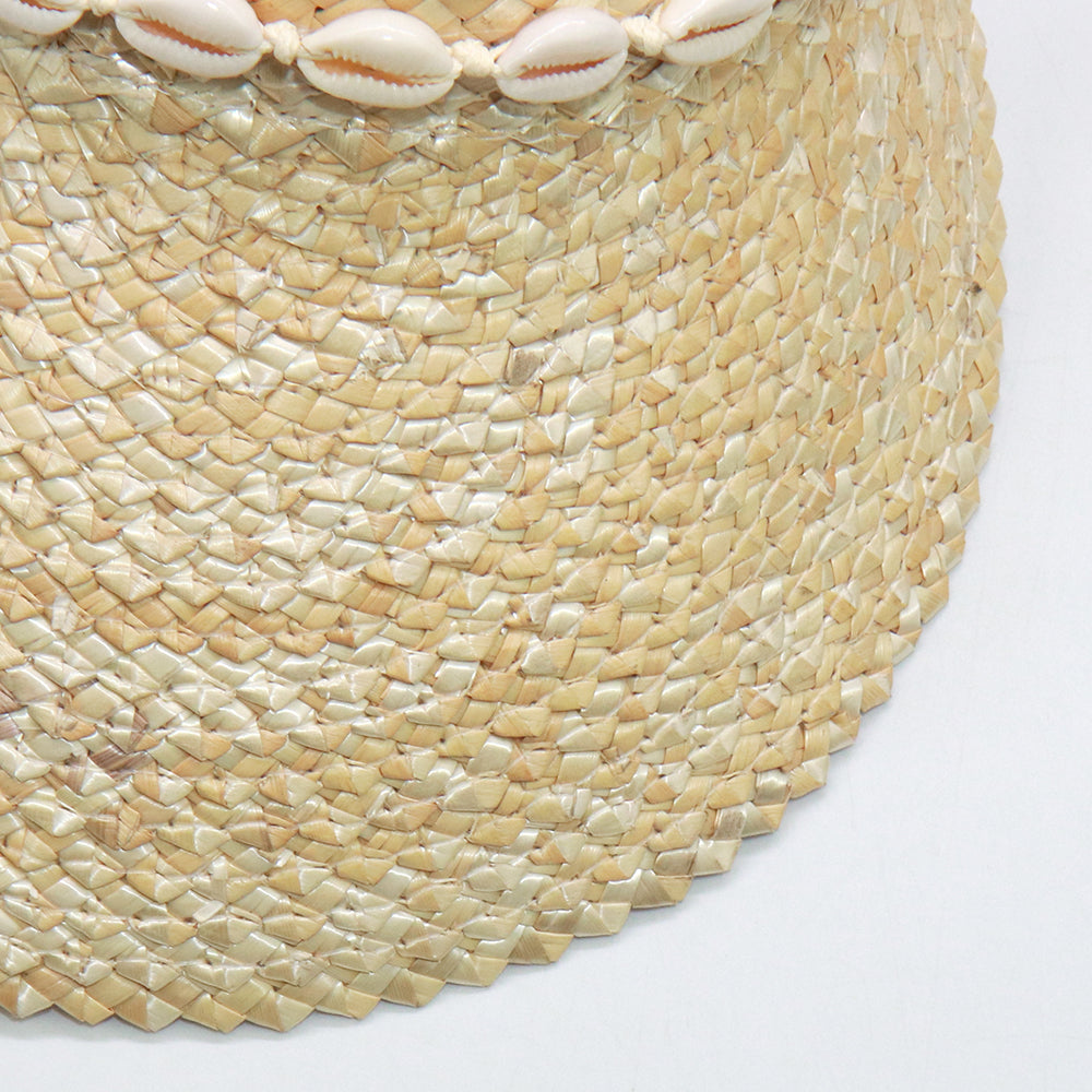 Boho Hat, Sun Hat, Beach Hat, Shade Visor Beige Straw Cap, Sofia with Shell