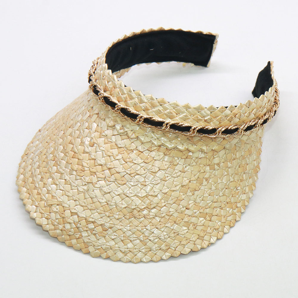 Boho Hat, Sun Hat, Beach Hat, Shade Visor Beige Straw Cap, Sofia with Shell