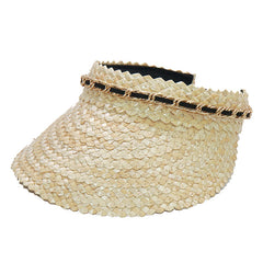 Boho Hat, Sun Hat, Beach Hat, Shade Visor Beige Straw Cap, Sofia with Shell