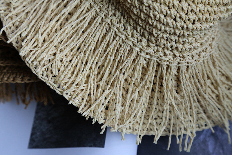 Boho Hat, Beach Sun Hat, Grass Flod Hat Mila in White and Caramel