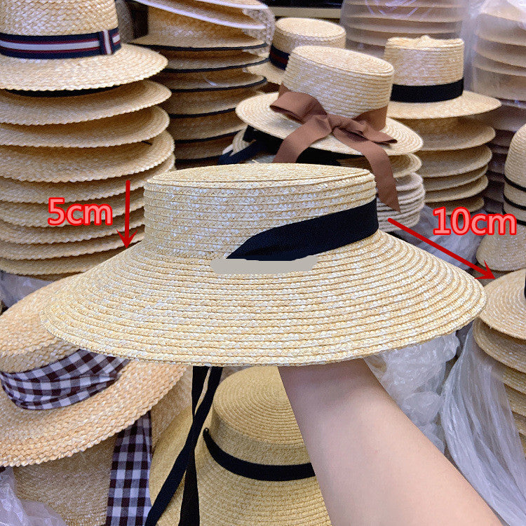 Boho Hat, Sun Hat, Beach Hat, Wide Brim Straw, Leah Black Ribbon