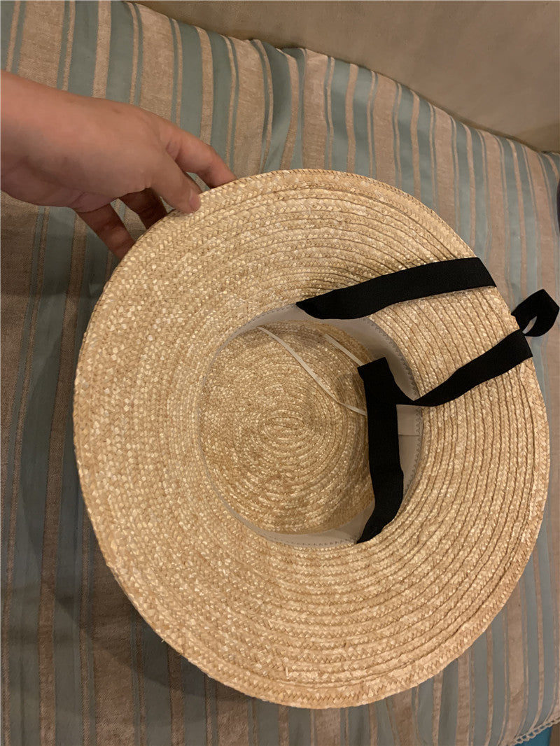 Boho Hat, Sun Hat, Beach Hat, Wide Brim Straw, Leah Black Ribbon