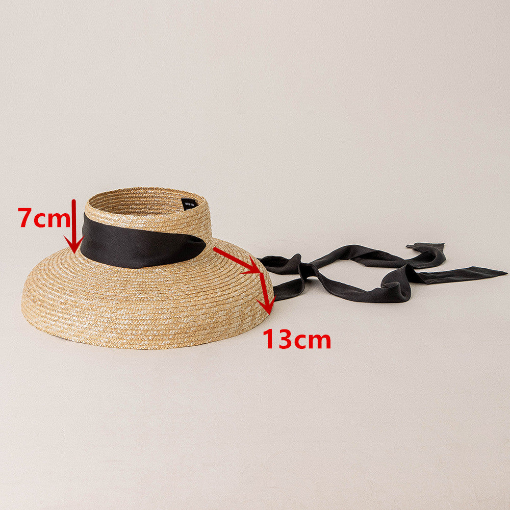 Boho Hat, Sun Hat, Beach Hat, Wide Brim Straw Hat 10 cm, Shade Visor Beige