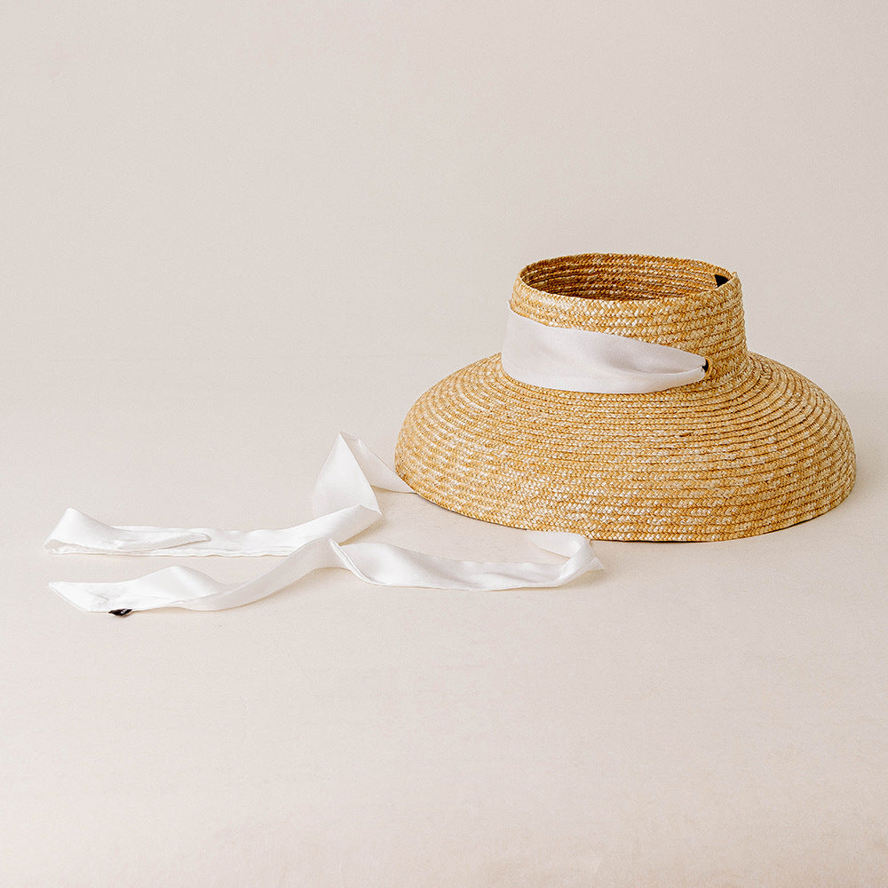 Boho Hat, Sun Hat, Beach Hat, Wide Brim Straw Hat 10 cm, Shade Visor Beige