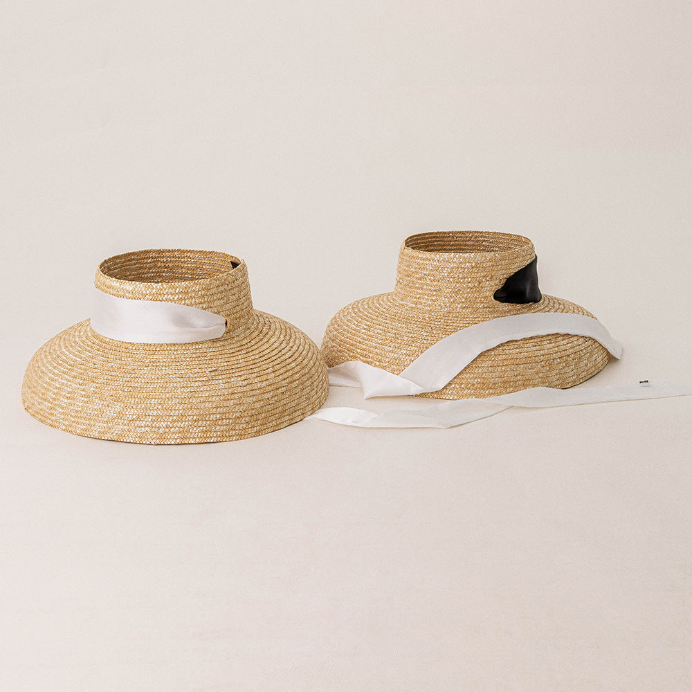 Boho Hat, Sun Hat, Beach Hat, Wide Brim Straw Hat 10 cm, Shade Visor Beige