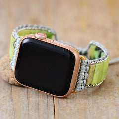 Boho Apple Watch Band,Beaded Apple Watch Band, Wrist Band Bracelet, Blue and Green Jasper