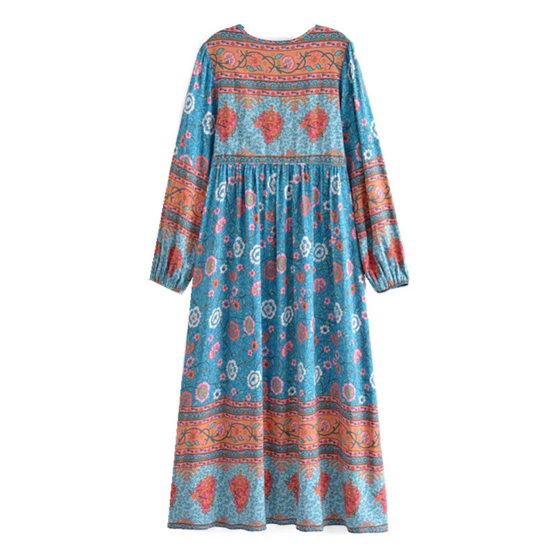 Gown Dress, Boho Maxi Dress, Loose Dress, Everly in Blue