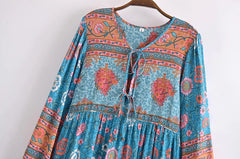 Gown Dress, Boho Maxi Dress, Loose Dress, Everly in Blue