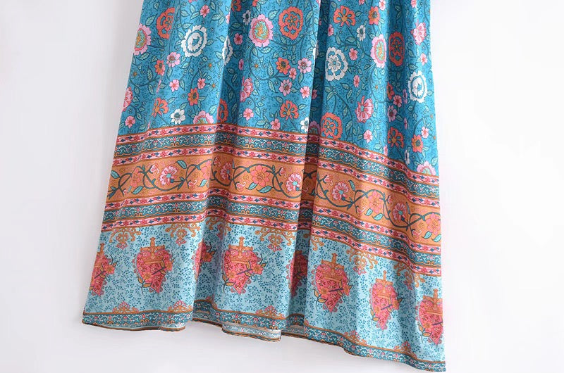 Gown Dress, Boho Maxi Dress, Loose Dress, Everly in Blue