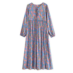 Gown Dress, Boho Maxi Dress, Loose Dress, Black Elliana Rose in Blue
