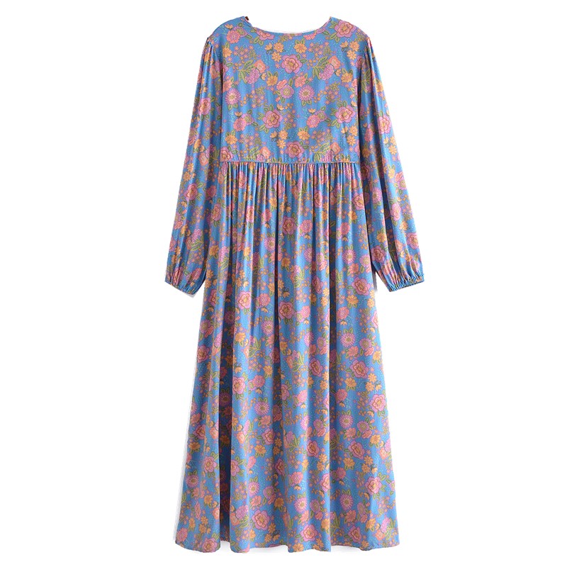 Gown Dress, Boho Maxi Dress, Loose Dress, Black Elliana Rose in Blue