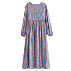 Gown Dress, Boho Maxi Dress, Loose Dress, Black Elliana Rose in Blue