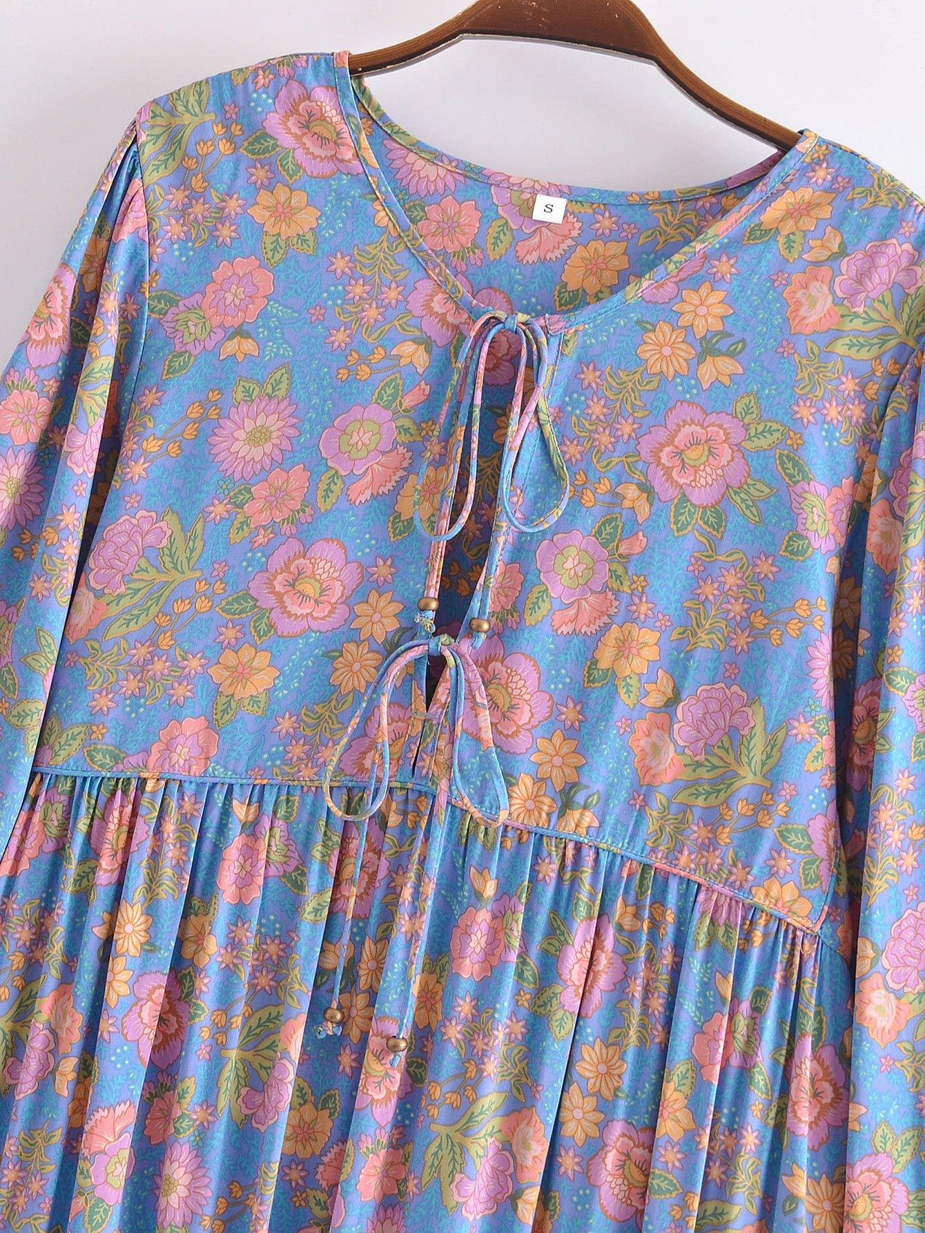 Gown Dress, Boho Maxi Dress, Loose Dress, Black Elliana Rose in Blue