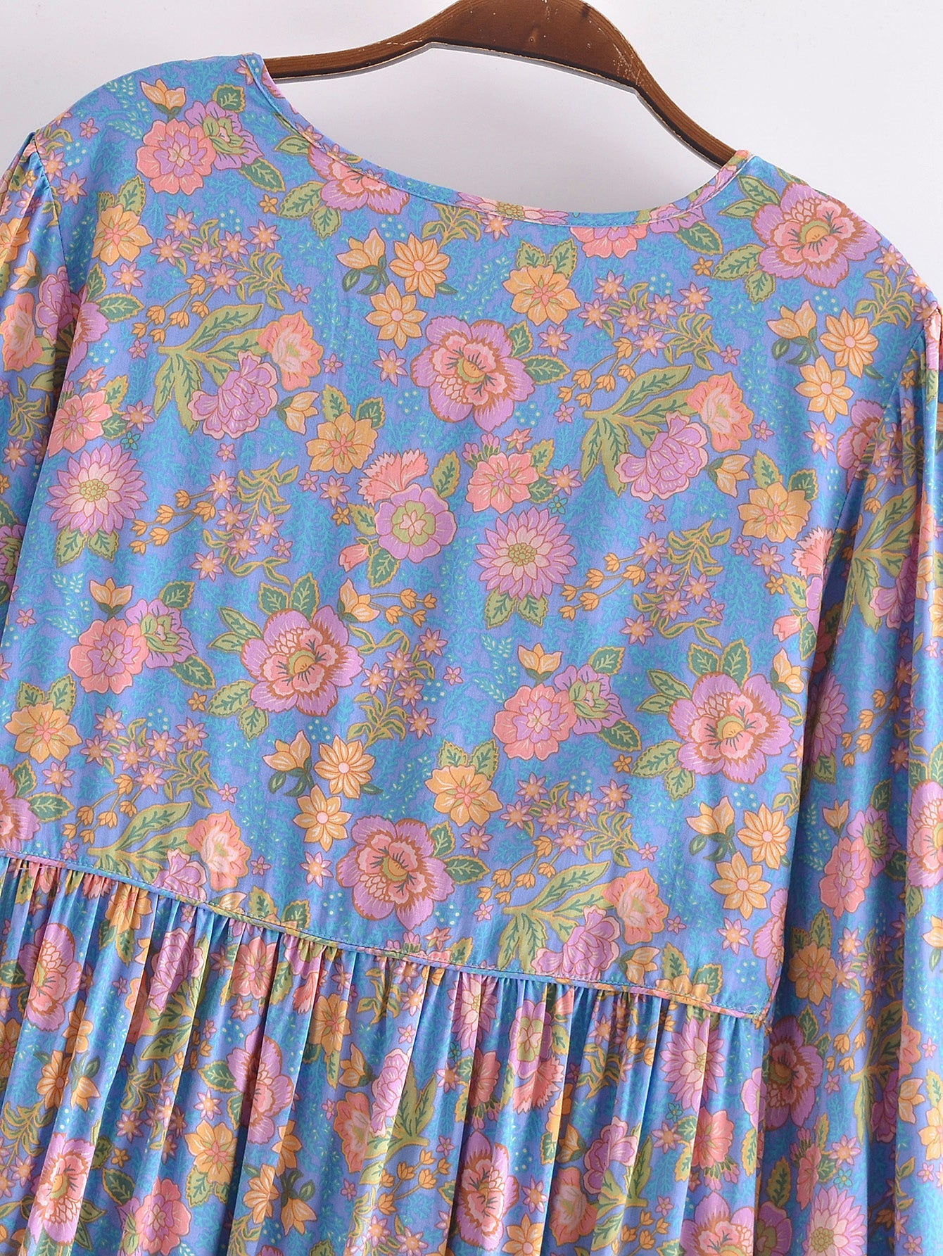Gown Dress, Boho Maxi Dress, Loose Dress, Black Elliana Rose in Blue