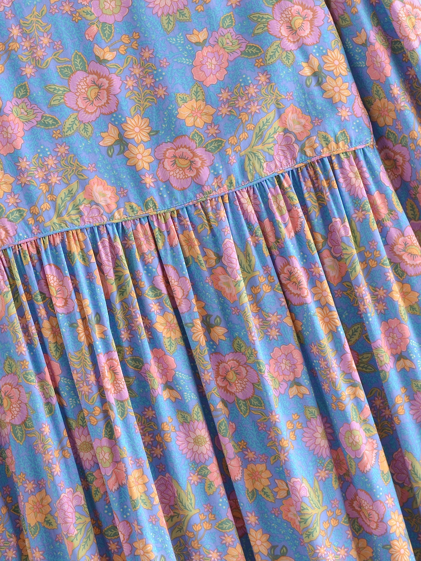 Gown Dress, Boho Maxi Dress, Loose Dress, Black Elliana Rose in Blue